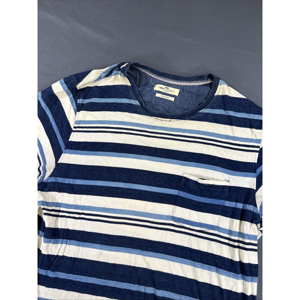 Max Denim District blue and white multi-striped crewneck t-shirt Large